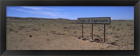 Framed Tropic Of Capricorn sign in a desert, Namibia Print