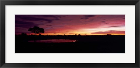 Framed Waterhole in a forest, Okaukuejo, Etosha National Park, Kunene Region, Namibia Print