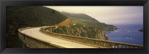 Framed Bridge at the coast, Bixby Bridge, Big Sur, Monterey County, California, USA Print