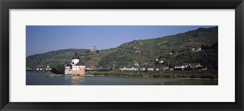 Framed Castle at the waterfront, Pfalz Castle, Rhine River, Kaub, Koblenz, Rhineland-Palatinate, Germany Print