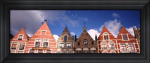 Framed Low angle view of colorful buildings, Main Square, Bruges, West Flanders, Flemish Region, Belgium Print