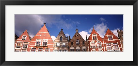 Framed Low angle view of colorful buildings, Main Square, Bruges, West Flanders, Flemish Region, Belgium Print