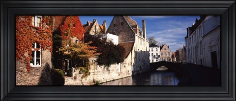 Framed Houses along a channel, Bruges, West Flanders, Flemish Region, Belgium Print