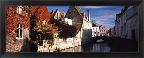 Framed Houses along a channel, Bruges, West Flanders, Flemish Region, Belgium Print