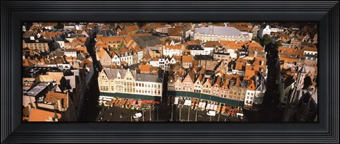 Framed Aerial view of a city, Bruges, West Flanders, Flemish Region, Belgium Print