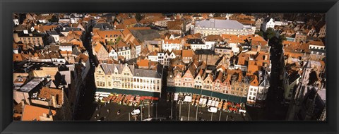 Framed Aerial view of a city, Bruges, West Flanders, Flemish Region, Belgium Print