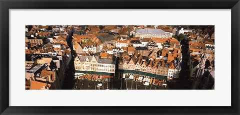 Framed Aerial view of a city, Bruges, West Flanders, Flemish Region, Belgium Print