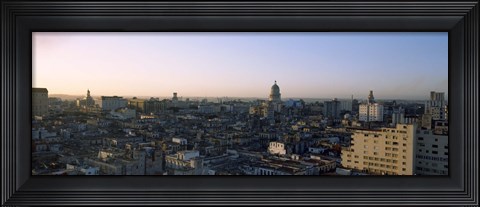 Framed High angle view of a city, Old Havana, Havana, Cuba (Blue and Purple Sky) Print