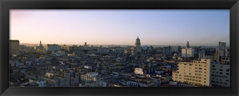 Framed High angle view of a city, Old Havana, Havana, Cuba (Blue and Purple Sky) Print