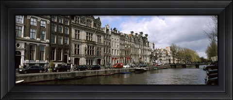 Framed Cars Parked along a Canal, Amsterdam, Netherlands Print