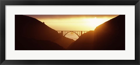 Framed Silhouette of a bridge at sunset, Bixby Bridge, Big Sur, California (horizontal) Print