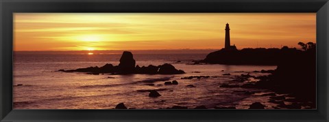 Framed Silhouette of Pigeon Point Lighthouse, California Print