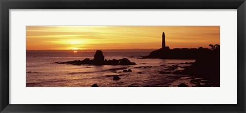 Framed Silhouette of Pigeon Point Lighthouse, California Print