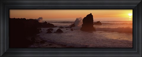 Framed Rocks in the sea, California, USA Print
