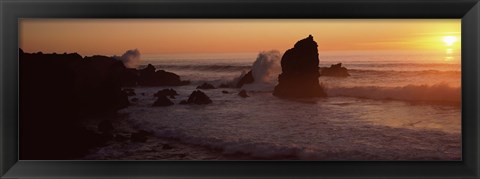 Framed Rocks in the sea, California, USA Print