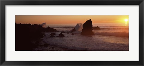 Framed Rocks in the sea, California, USA Print