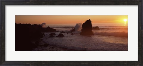 Framed Rocks in the sea, California, USA Print