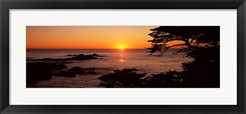 Framed Sunset over the sea, Point Lobos State Reserve, Carmel, Monterey County, California, USA Print