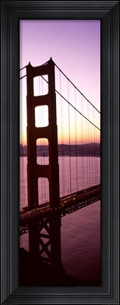 Framed Suspension bridge at sunrise, Golden Gate Bridge, San Francisco Bay, San Francisco, California (vertical) Print