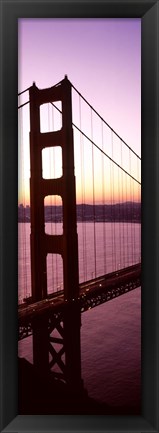 Framed Suspension bridge at sunrise, Golden Gate Bridge, San Francisco Bay, San Francisco, California (vertical) Print