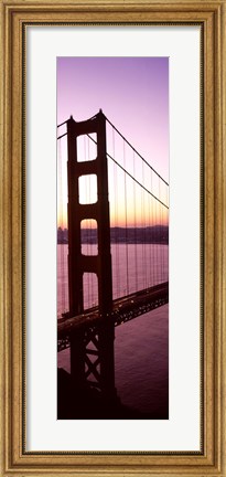 Framed Suspension bridge at sunrise, Golden Gate Bridge, San Francisco Bay, San Francisco, California (vertical) Print