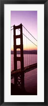 Framed Suspension bridge at sunrise, Golden Gate Bridge, San Francisco Bay, San Francisco, California (vertical) Print