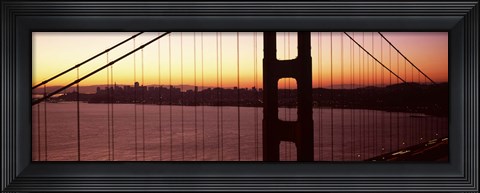 Framed Suspension bridge at sunrise, Golden Gate Bridge, San Francisco Bay, San Francisco, California (horizontal) Print