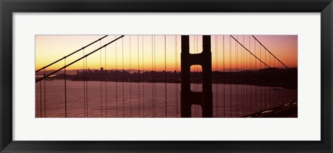 Framed Suspension bridge at sunrise, Golden Gate Bridge, San Francisco Bay, San Francisco, California (horizontal) Print