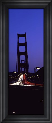 Framed Traffic on a suspension bridge, Golden Gate Bridge, San Francisco Bay, San Francisco, California, USA Print