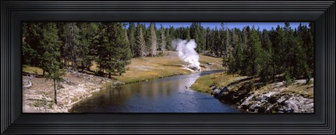 Framed Geothermal vent on a riverbank, Yellowstone National Park, Wyoming, USA Print