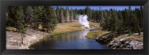 Framed Geothermal vent on a riverbank, Yellowstone National Park, Wyoming, USA Print