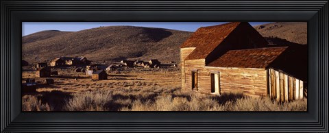 Framed Abandoned houses in a village, Bodie Ghost Town, California, USA Print