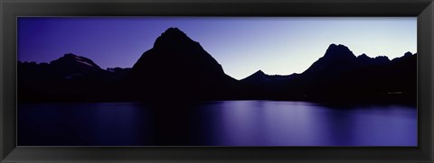 Framed Swiftcurrent Lake, Many Glacier, US Glacier National Park, Montana (Purple View) Print