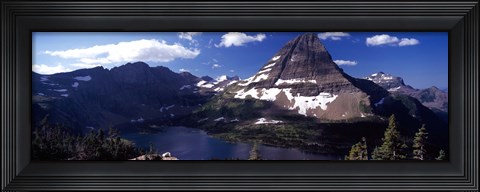 Framed Mountain range at the lakeside, Bearhat Mountain, Hidden Lake, Us Glacier National Park, Montana, USA Print