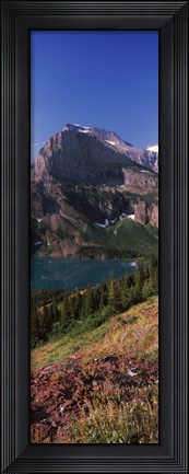 Framed Lake near a mountain, US Glacier National Park, Montana, USA Print