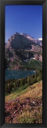 Framed Lake near a mountain, US Glacier National Park, Montana, USA Print