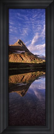 Framed Reflection of a mountain in a lake, Alpine Lake, US Glacier National Park, Montana, USA Print