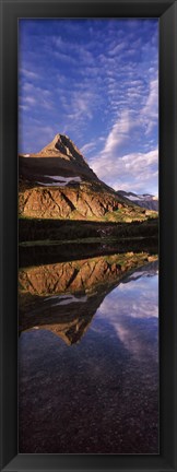 Framed Reflection of a mountain in a lake, Alpine Lake, US Glacier National Park, Montana, USA Print