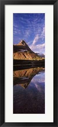 Framed Reflection of a mountain in a lake, Alpine Lake, US Glacier National Park, Montana, USA Print