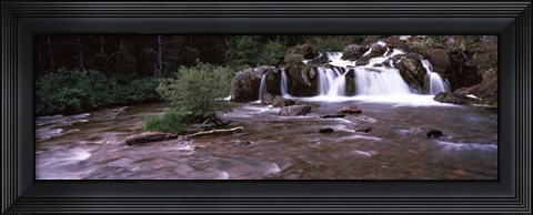Framed Waterfall in a forest, US Glacier National Park, Montana, USA Print