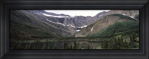 Framed Lake surrounded with mountains, Mountain Lake, US Glacier National Park, Montana, USA Print