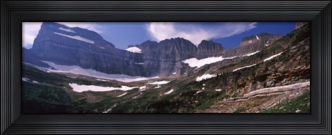 Framed Snow on mountain range, US Glacier National Park, Montana, USA Print