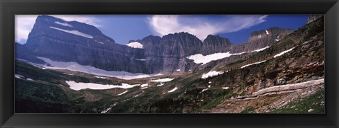 Framed Snow on mountain range, US Glacier National Park, Montana, USA Print