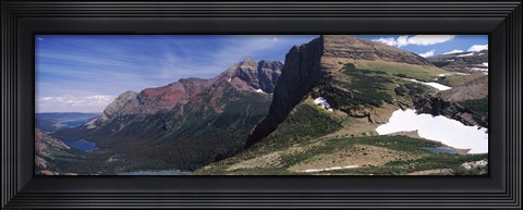 Framed Lake surrounded with mountains, Alpine Lake, US Glacier National Park, Montana Print