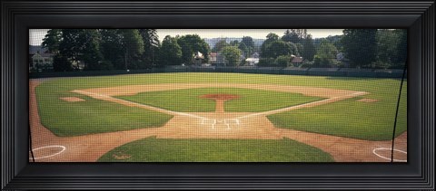 Framed Baseball diamond looked through the net, Doubleday Field, Cooperstown, Venango County, Pennsylvania, USA Print