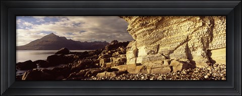Framed Rock formations on an island, Elgol, Isle Of Skye, Inner Hebrides, Scotland Print