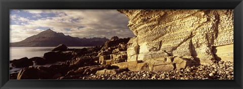 Framed Rock formations on an island, Elgol, Isle Of Skye, Inner Hebrides, Scotland Print