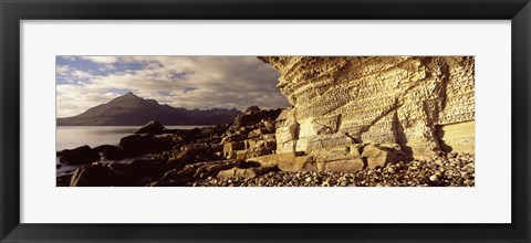 Framed Rock formations on an island, Elgol, Isle Of Skye, Inner Hebrides, Scotland Print