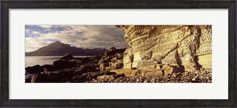 Framed Rock formations on an island, Elgol, Isle Of Skye, Inner Hebrides, Scotland Print