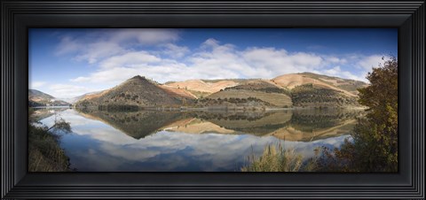 Framed Reflection of Vineyards in the River, Cima Corgo, Duoro River, Portugal Print